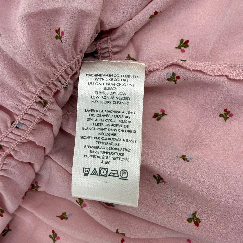 FREE PEOPLE New‎ Large Adore You Blouse Smocked Peplum Pink Floral Cottagecore